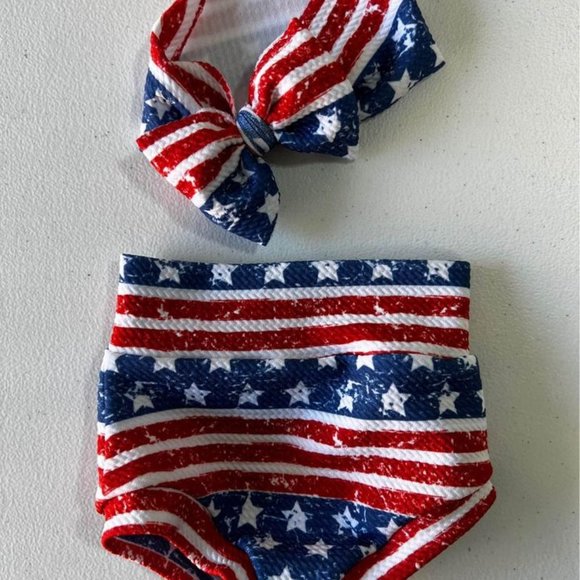 Other - 4th of July Baby Bummies and Bow 0-3 months